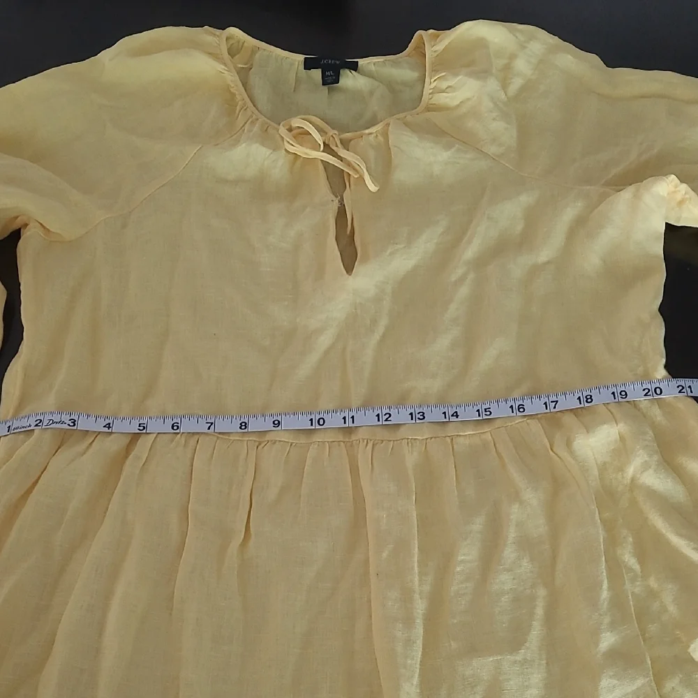 J Crew Long Sleeve 100% Linen Tiered Midi Dress Size M/L NWOT